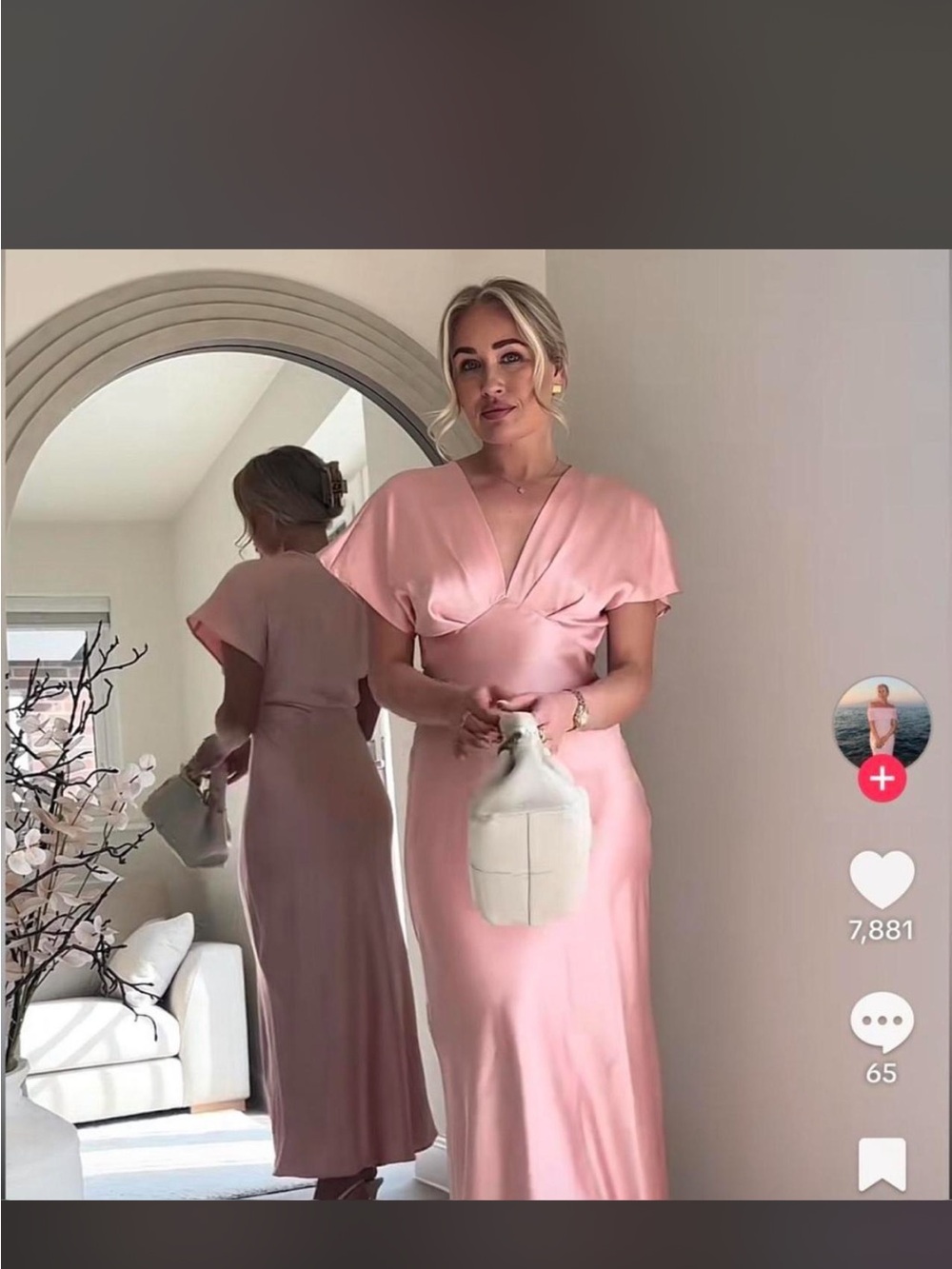 Zara Blush Pink Satin V-Neck Maxi Dress